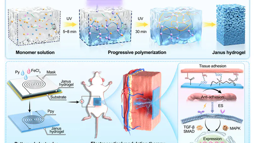 Molecular competition induced Janus hydrogel bioelectronic interface for electroceutical modulation